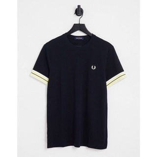 Fred Perry Tramline Tipped Pique T-Shirt in Navy