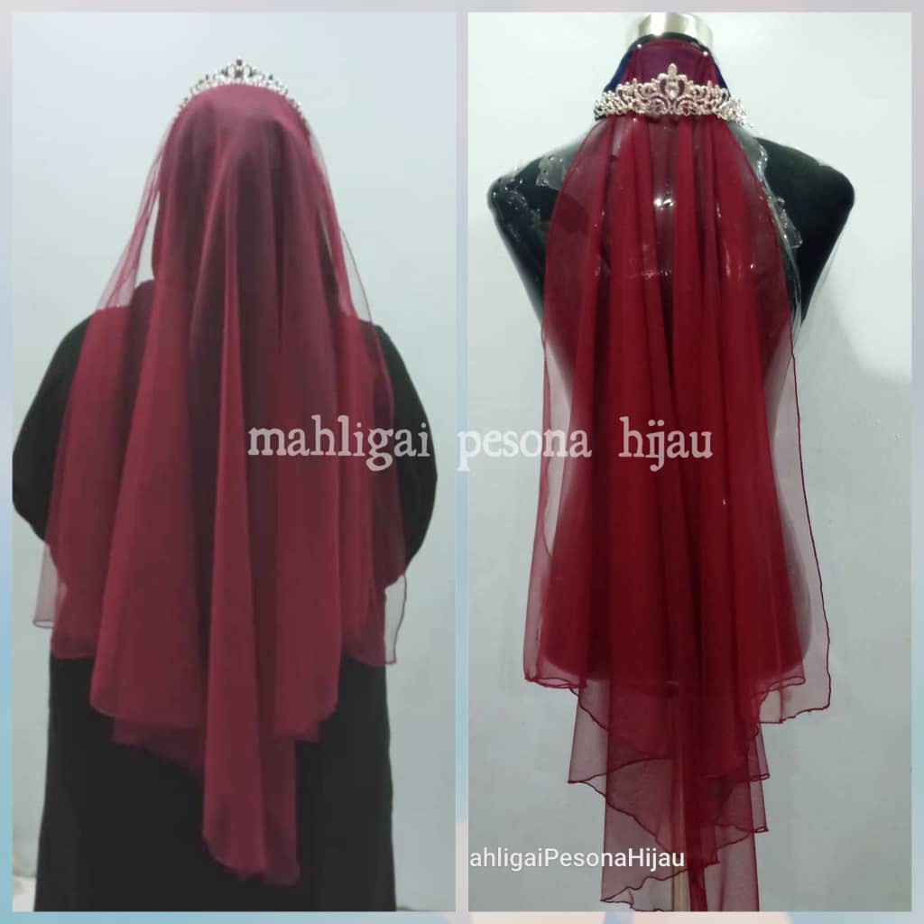 ผ้าคลุมหอยเชลล์ ผ้าคลุมหน้า Nikah Veil Plain Veil tunang Veil Veil Bajet Veil Pengantin