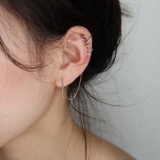 Silver Heart Earcuff (Z-07) (แบบสั้น - ชิ้นเดี่ยว)ต่างหูสำหรับคนไม่เจาะหู