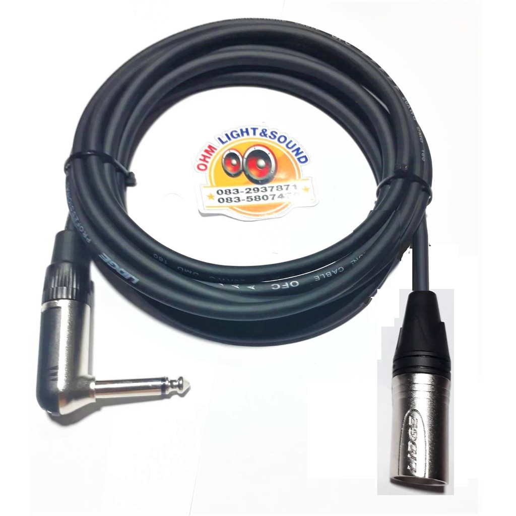 LIDGEสายสัญญาณ XLR M TO TSงอ 1/4  6 mm อย่างดี หัวและสายยี่ห้อLIDGE หุ่มท่อหดทุกจุด เครื่องเสียง