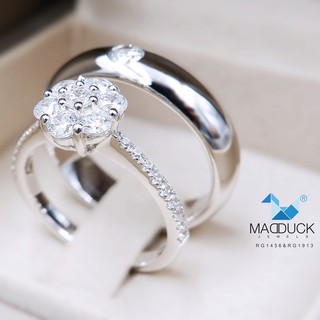 Madduckjewels แหวนเงินแท้ เพชร CZ ชุบโรเดียม RG1456-RG1913