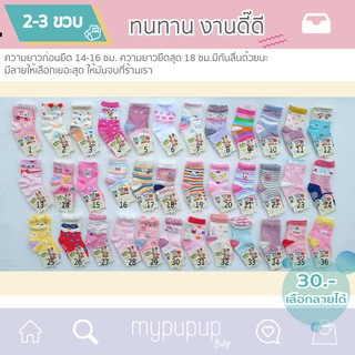 ถุงเท้าเด็กหญิง2-3ขวบ มีกันลื่น เลือกลายได้