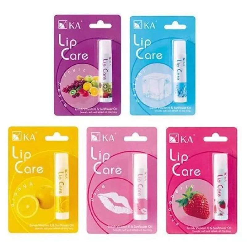 ลิปมัน เคเอ K.A. Lip Care กลิ่น เมนทอล / ผลไม้รวม / ส้ม / ไร้กลิ่น / สตรอเบอร์รี่ 1 แท่ง เลือกสีได้ข้างในเลยค่ะ