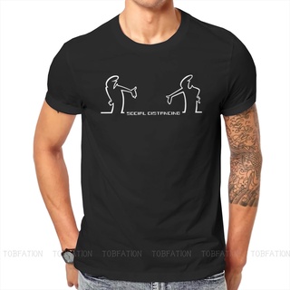 เสื้อยืดลําลอง แขนสั้น คอกลม พิมพ์ลายทีวี Social Distancing Special La Linea The Line Osvaldo Cavandoli สําหรับผู้ชาย