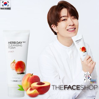 TheFaceShop Herb Day Cleansing Foam Peach 170ml  คลีนซิ่งโฟมทำความสะอาดผิวหน้าสูตรพรีเมี่ยมจากเกาหลี