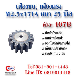 เฟืองขบ  M2.5x17TA เฟืองตรง  SPUR GEAR เฟือง เคจีเอส เฟืองเคจีเอส KGS เคจีเอสเจ้จุ๋ม เคจีเอสสำนักงานใหญ่