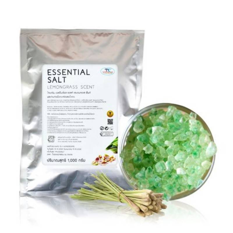 Thaicream เกลือแช่ตัว กลิ่นตะไคร้ 1 kg เกลือแช่ตัว  ไทยครีม เกลือแช่เท้า Essential Salt Lemongrass