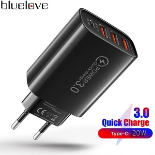 [20W 4 พอร์ต ปลั๊ก US USB QC3.0 ชาร์จเร็ว] [ปลั๊กชาร์จติดผนัง แบบพกพา เข้ากันได้กับ iPhone และ Android]