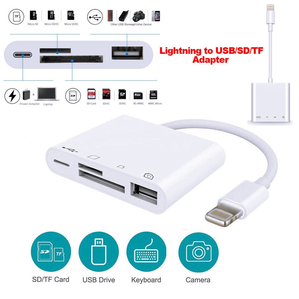 Lightning 4 in 1 SD/TF Card Camera Connection Kits for Lightning to USB