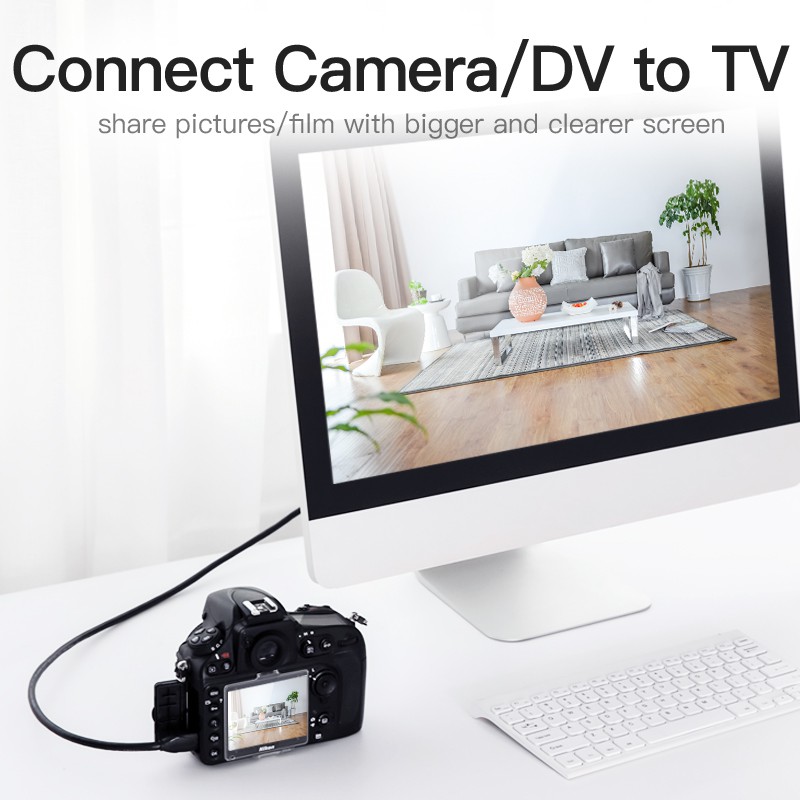 ตัวแปลงสาย HDMI เป็น HDMI มินิ สาย HDMI ความเร็วสูง รองรับ Full HD 1080P สำหรับแท็บเล็ต กล้องดิจิตอล กล้องวิดีโอ VAA-D02