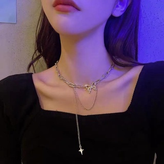 Bungee Butterfly Long Necklace~cold Wind Ins Temperament Hip-hop Collarbone Chain Niche Design Sweater Chain