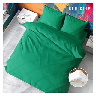 Bed sheet BEDDING SET BED CLIP MICROTEX K3 GREEN Bedding Bedroom bedding ผ้าปูที่นอน ชุดผ้าปูที่นอน 6 ฟุต 3 ชิ้น BED CLI