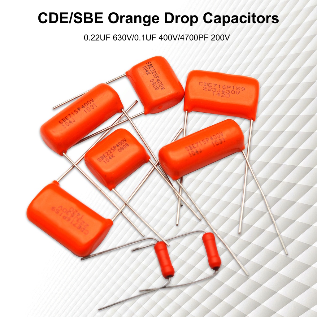 5 ชิ้น CDE/SBE สีส้ม Drop Capacitors 716/715/225/192P .022uf/630V 23 มม.กีตาร์ตัวเก็บประจุกีตาร์อะไหล่