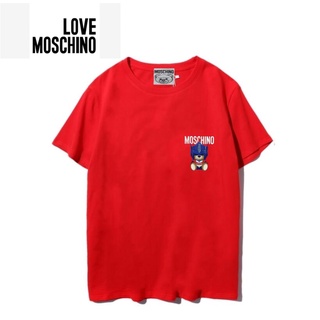 [S-5XL] 3206 MO moschino เสื้อยืดแฟชั่นคู่รัก สําหรับผู้หญิง หมีสีแดง สีชมพู