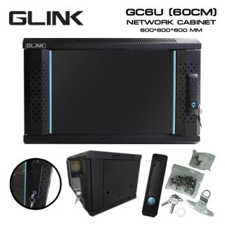 ตู้ RACK 6u 19นิ้ว ลึก60เซนติเมตร แถมถาด+พัดลม สีดำ GLink