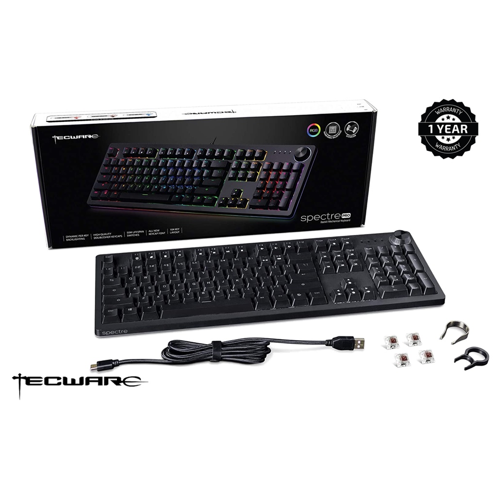 Tecware Spectre Pro RGB Mechanical Gaming Keyboard ( ขนาดเต ็ ม 104 คีย ์ , RGB Outemu Switches TW-KB-PL-104-ZO