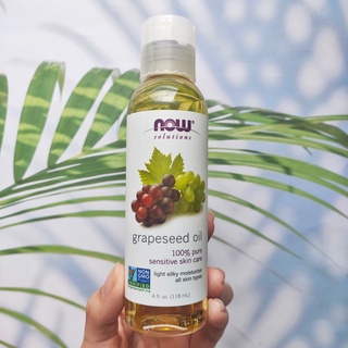 50% ราคา Sale!!! EXP:08/2023น้ำมันเมล็ดองุ่นบริสุทธ์ 100% บำรุงผิวและเส้นผม Solutions Grapeseed Oil 118 mL (Now Food)