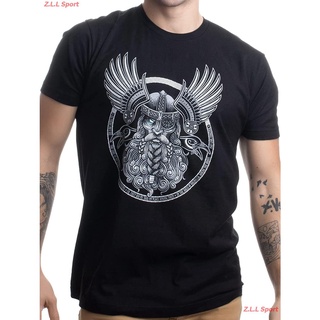 เสื้อยืดผ้าฝ้ายพิมพ์ลายZ.L.L Sport เสื้อยืดผู้ Odin Norse Mythology God Valkyrie Valhalla Viking Raven Nordic Thor T-Shi