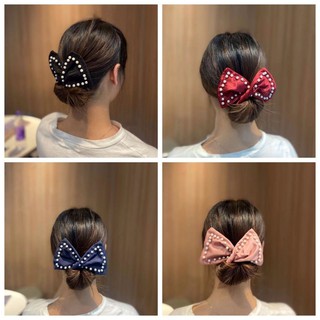 🔥🔥Hot Sale เชือกมัดผม มัดผม Hair Ties Scrunchiesใหม่ขี้เกียจมุกบิดผมฤดูร้อนตาข่ายสีแดงโบว์ผมวงผมบอลหัวผมสิ่งประดิษฐ์ผมยา