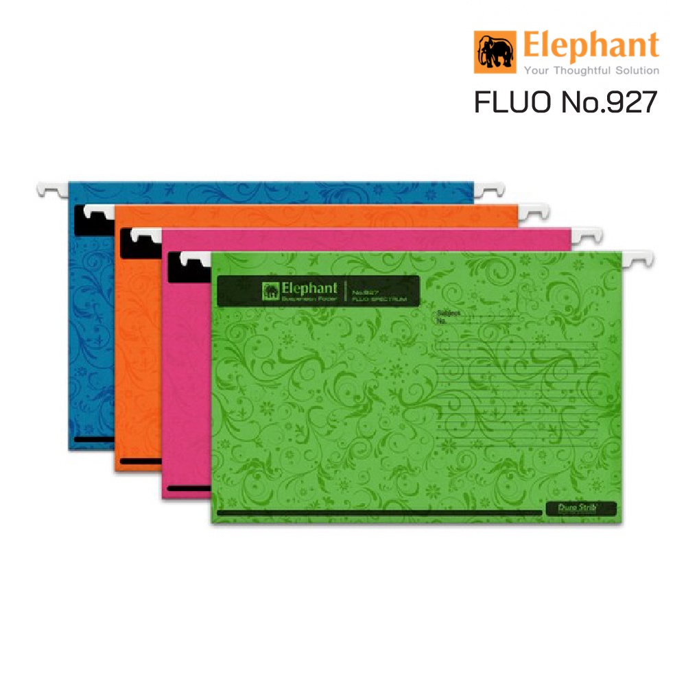 แฟ้มแขวนเอกสาร ตราช้าง ฟลูโอ สเปคตรีม 927 (แพ็ค 10 แฟ้ม) ใส่เอกสาร A4 / F4 ELEPHANT  [S24]