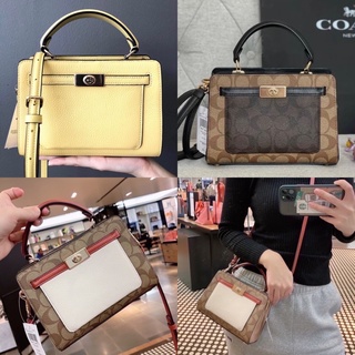 ของแท้100%พร้อมส่งที่ไทย🎀Coach Mini Lane Top Handle In Colorblock Signature Canvas C8318/C8687/CC977