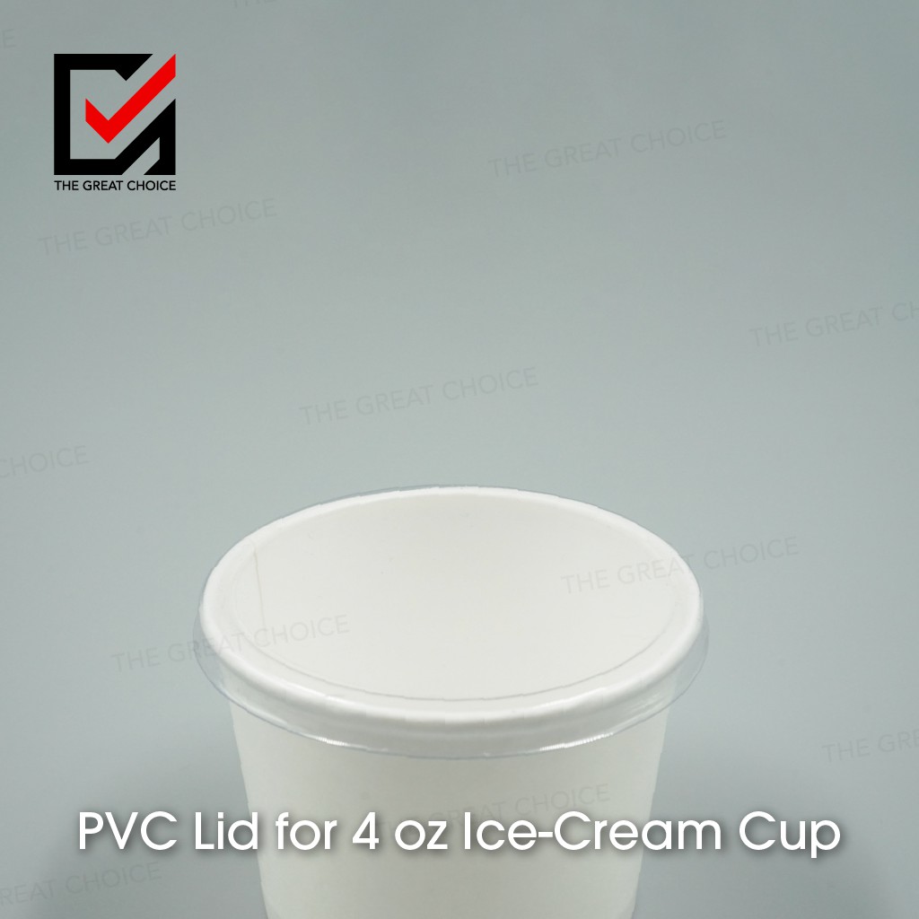 ฝาพลาสติก PVC สำหรับถ้วยไอศครีมกระดาษ 4 ออนซ์ (1,000 ชิ้น)