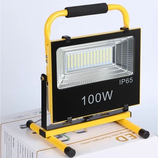 LED SPORT LIGHT 100W +BAT สปอร์ตไลท์ แบบมีแบตเตอรี่ในตัว พกพาสะดวก สว่างมากขนาด 100 วัตต์ พร้อมที่ชาร์จไฟทั้งในบ้าน(0424