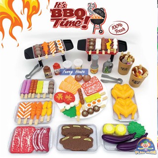 ชุดของเล่นปิ้งย่างBBQ 50-80 ชิ้นเซ็ตบาร์บีคิวปาร์ตี้ เซ็ตใหญ่ ของเล่นขายของ ของเล่น ของเสริมพัฒนาการ เตาปิ้งย่าง