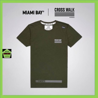 Miami Bay เสื้อคอกลม ชาย  รุ่น Cross walk สีเขียวขี้ม้า