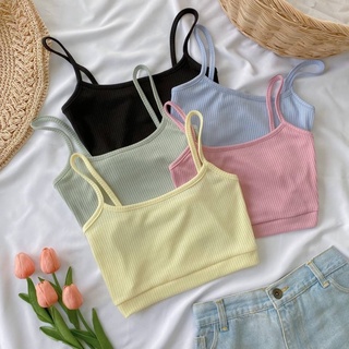 ♡ Mylittle croptop 🍬🍧 ครอปสายเดี่ยวผ้าร่อง สายเดี่ยวจั้มเอว สีหวานมากกก