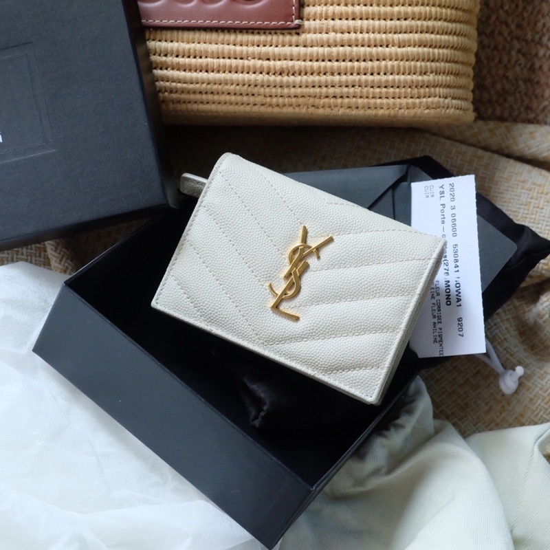 YSL Porte cartes MONO กระเป๋าสตางค์ YSL สี BLANC VINTAGE