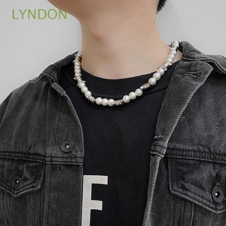 Lyndon สร้อยคอมุก ปรับได้ วินเทจ บิด พังก์ ผู้ชาย โลหะผสม โช้คเกอร์