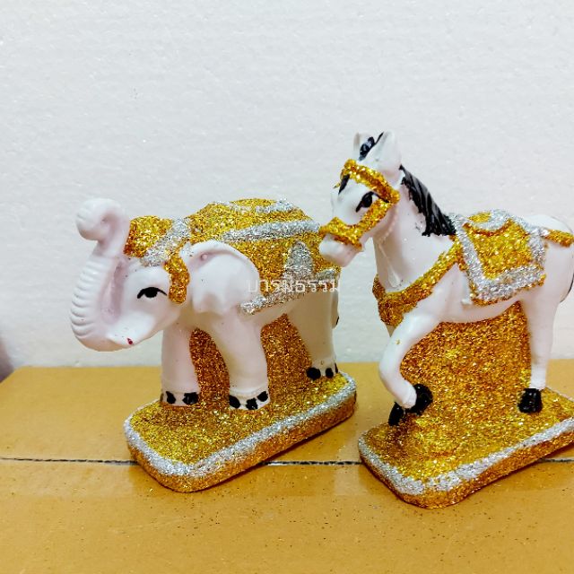 ⭐เครื่องตั้งศาล⭐ตุ๊กตาช้างม้า (ขนาดกลาง) ตุ๊กตาตั้งศาล งานประดับเพชร เกรด A  ชุดตั้งศาล เครื่องตั้งศาล - รูปที่ 3