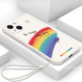 Rainbow Smiley English Letter Silicone Casing Soft Cover for Iphone 13 11 12 X XS Pro Max Xr 7 8 Plus TPU Straight Edge Phone Case