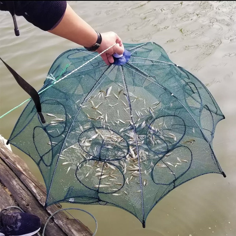 มุ้งดักปลา 4 6 8 10 ช่องตาข่ายดักปลากระชังปลาที่ดักปลาที่ดักกุ้งพับเก็บได้