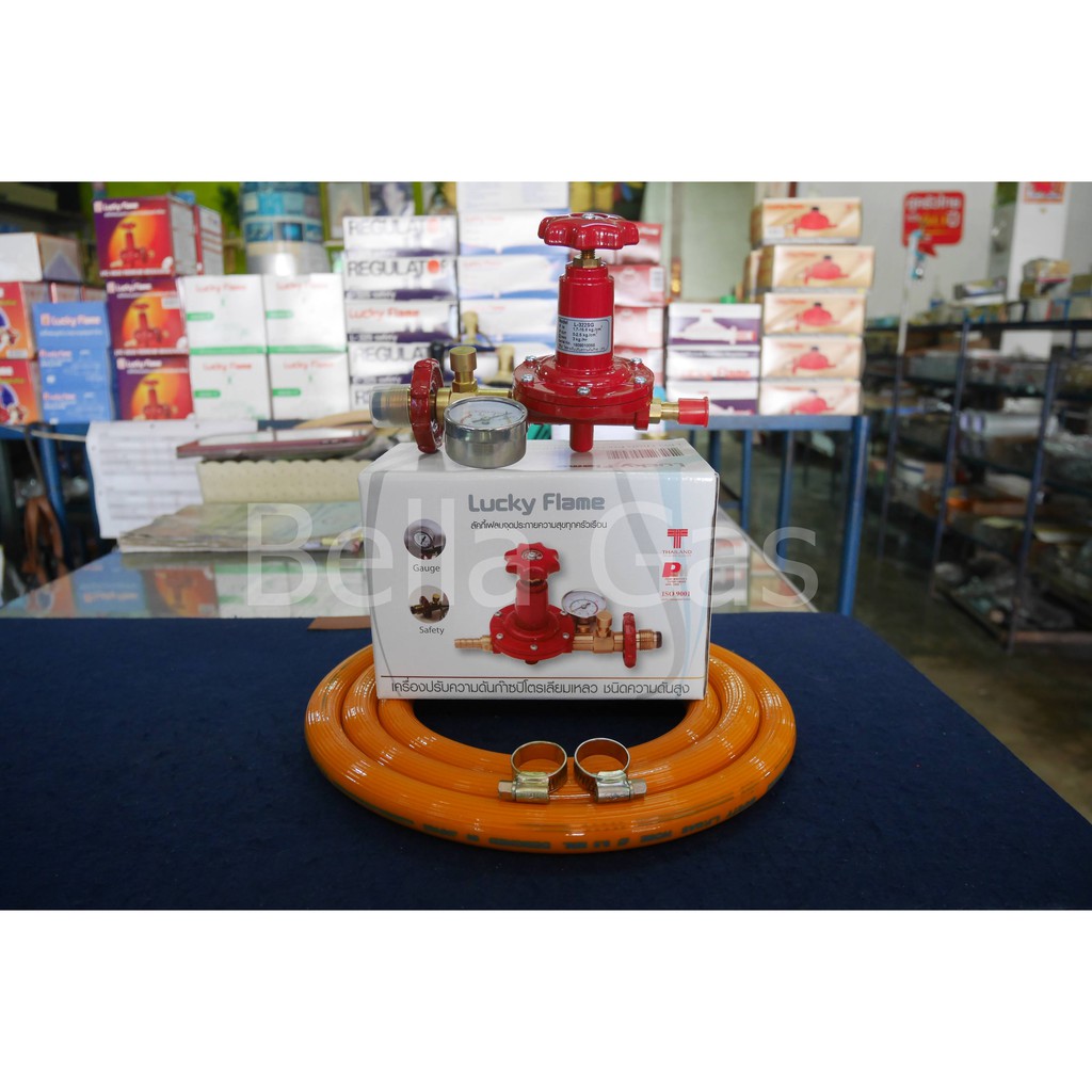 LUCKY FLAME - หัวปรับแก๊สแรงดันสูง (High) รุ่น L-322SG มีมาตรวัดความดัน ...