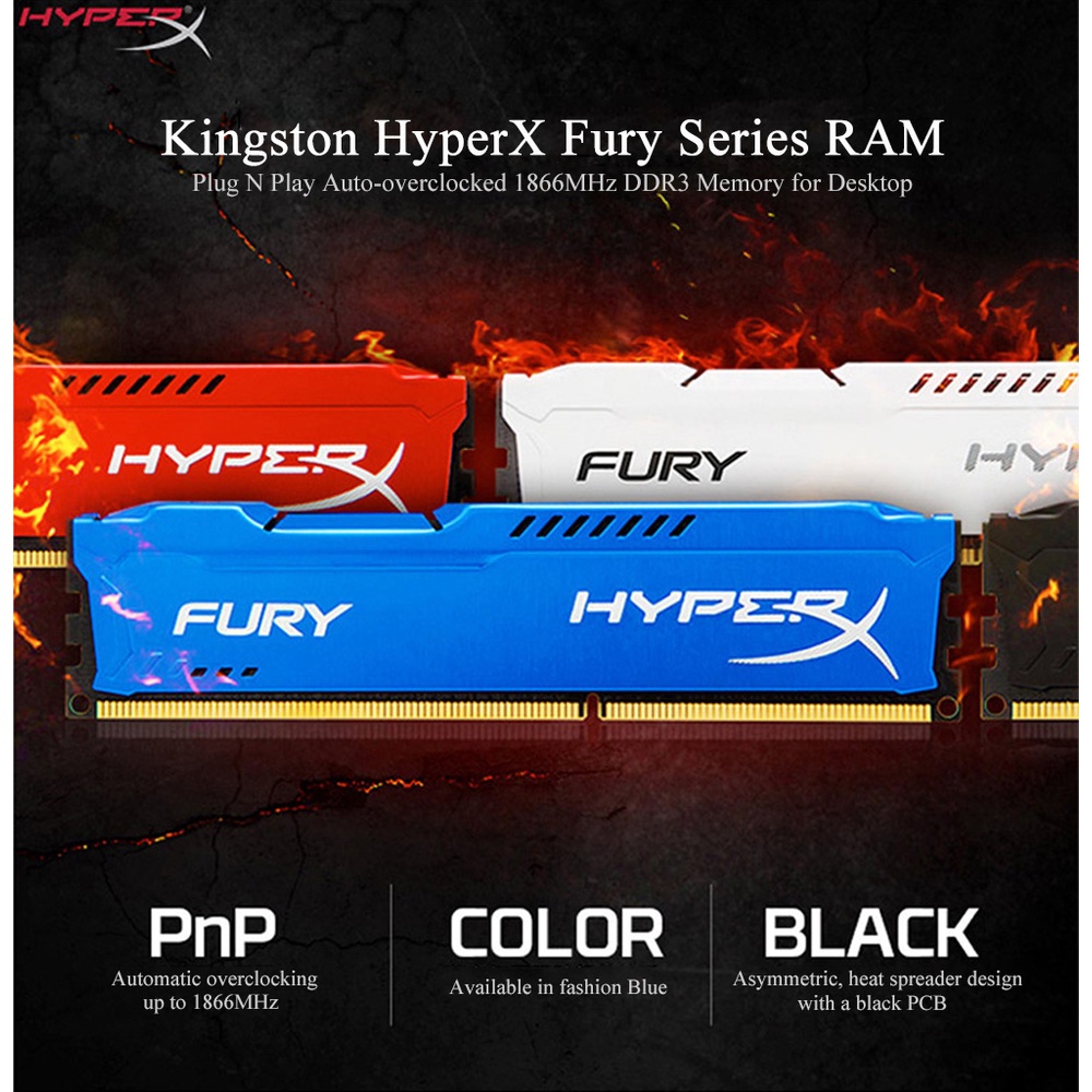【พร้อมส่ง】ชุดหน่วยความจําเดสก์ท็อป Kingston Hyperx 4GB 8GB DDR3 DDR3L DIMM 1066 1333 1666 1866MHz 240Pin 1.35V 1.5V RAM PC3-8500 10600 12800 14900 สําหรับ PC 2 ชิ้น