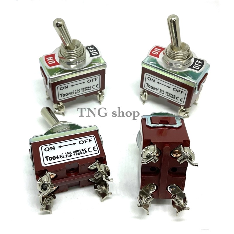 สวิตช์โยก Toowei 4ขา ON-OFF แบบล็อก (อย่างดี) 15A250VAC. 20A125VAC