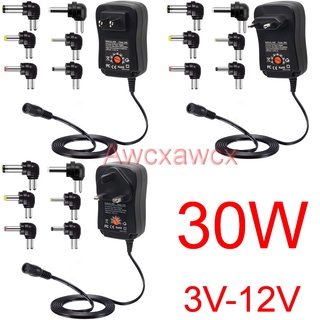 อะแดปเตอร์ชาร์จพาวเวอร์ซัพพลาย 30W AC DC 3V 4.5V 5V 6V 7.5V 9V 12V 1A 2A 2.5A USB 2500mA ปรับได้