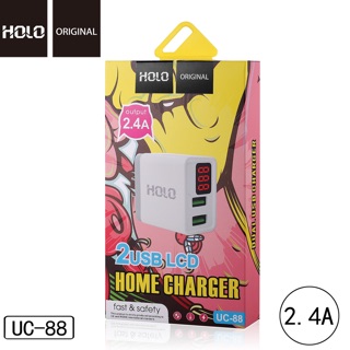 SY HOLO UC-88 adapter หัวชาร์จ 2 port 2.4A หน้าจอLED Adapter 2USB Charger(แท้100%)