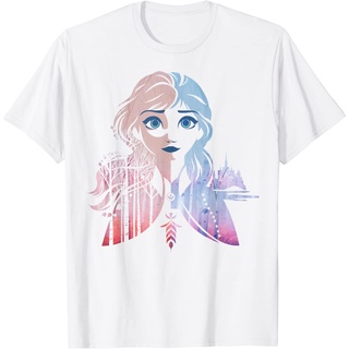 แขนสั้นcrew neckเสื้อยืดแขนสั้นลําลอง ผ้าฝ้าย พิมพ์ลาย Disney Frozen 2 Anna Two Tone ไล่โทนสี แฟชั่นสําหรับผู้ชายS-XXXXL