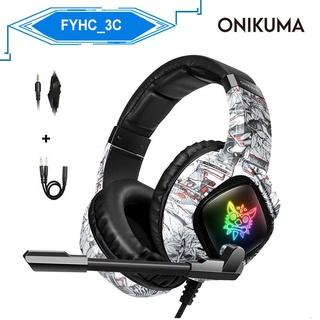 ONIKUMA K19 Gaming Heaset PS4 PC Gamer หูฟังสเตอริโอหูฟังพร้อมไมโครโฟน/ไฟ LED สำหรับ Xbox One/แล็ปท็อปแท็บเล็ต/โทรศัพท์