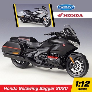 โมเดลรถ บิ๊กไบค์ Honda Goldwing Bagger 2020 สเกล 1:12 แบรนด์ Welly โมเดล Gold Wing 1/12