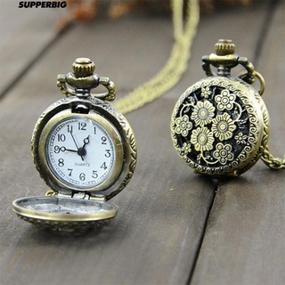 Retro Steampunk สร้อยคอแกะสลักจี้นาฬิกานาฬิกาพ็อกเก็ต