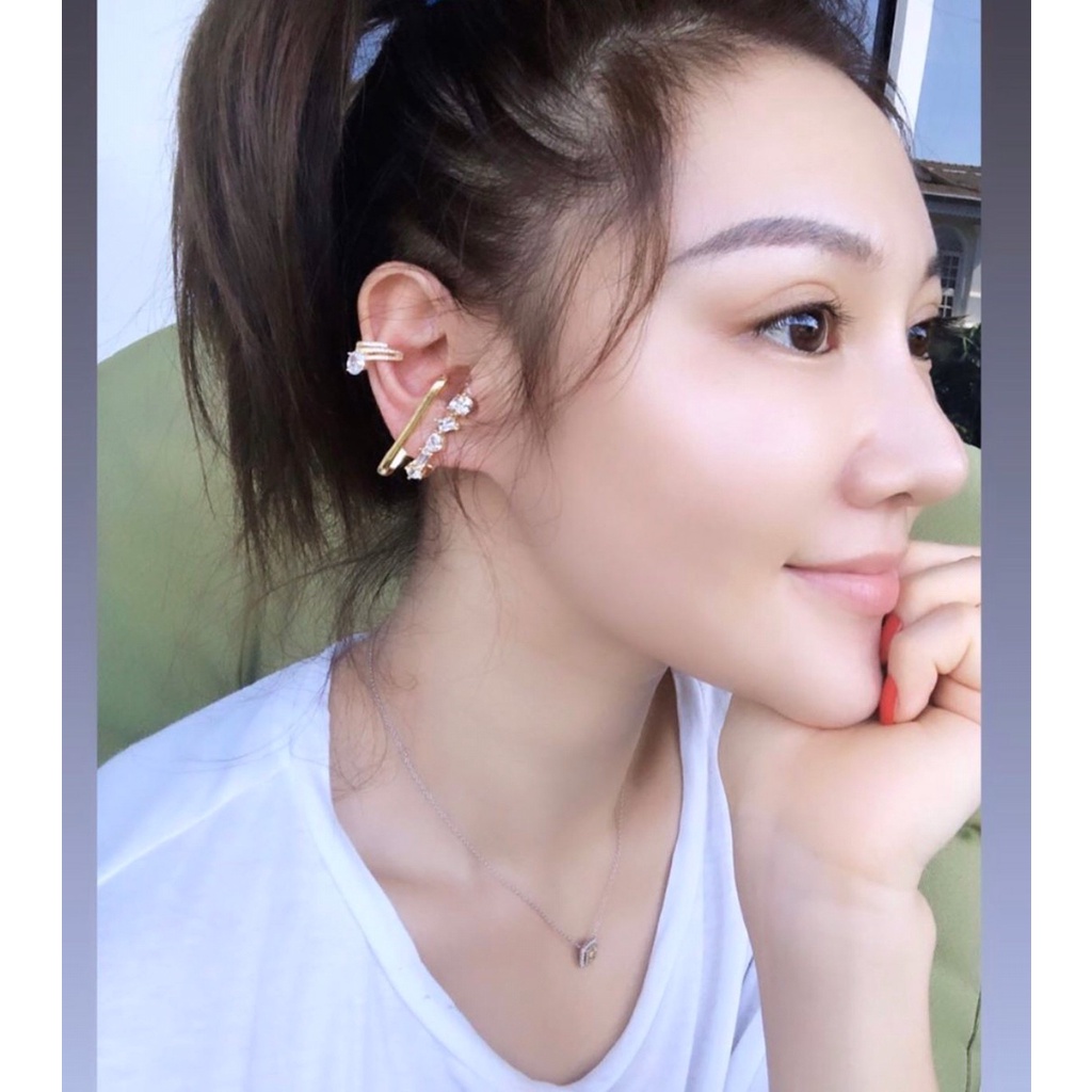 Swan حلق Olivia فضة حقيقية بالزركون — ذهبي — صورة 5