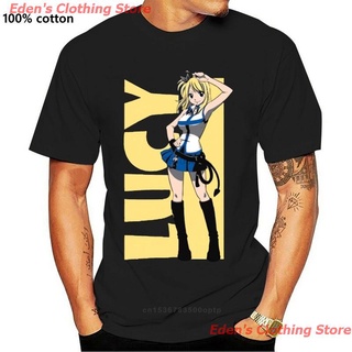 Edens Clothing Store New เสื้อยืดพิมพ์ลาย Fairy Tail Lucy Juniors แฟชั่นสไตล์ฮาราจูกุสําหรับผู้ชาย เสื้อยืดผ้าฝ้าย 100%