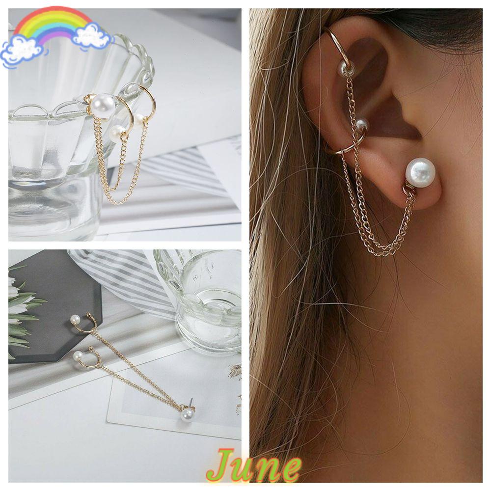 JUNE Fashion Ear Stud Ear Clip Drop Earring Pearl Earrings Single Ear ...