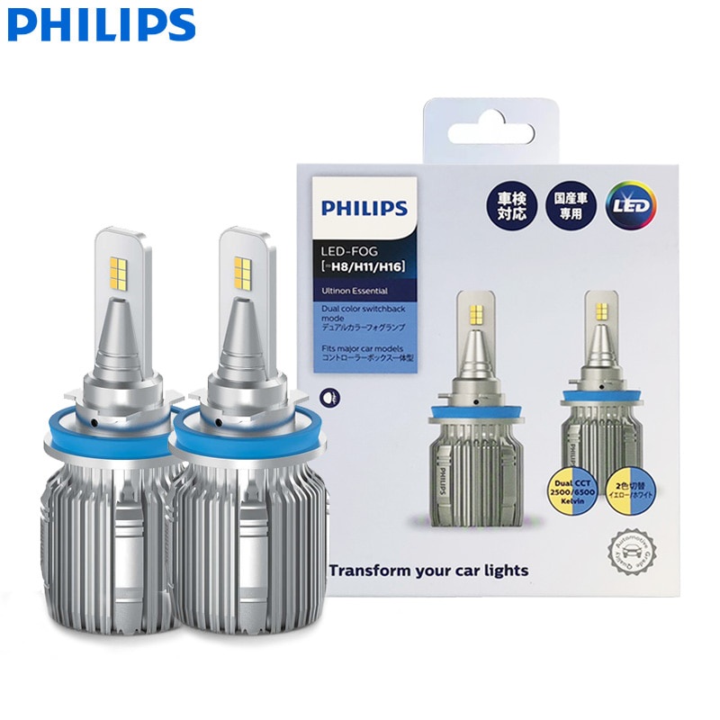 Philips ไฟตัดหมอก LED H8 H11 H16 12V 11W 11366UEDX2 สีขาว สีเหลือง 2 ชิ้น