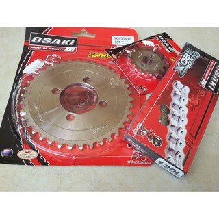 โซ่เลส OSAKI 15T-38Tโซ่120ข้อ-420 DASH SONIC เลสทั้งชุดรวมส่ง