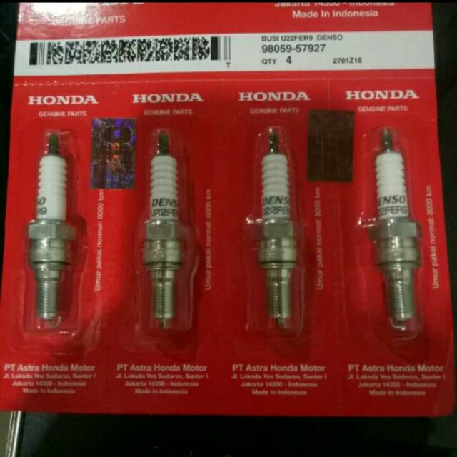 KVB 9809-57927 SPARK PLUG U22FER9 DENSO VARIO 110 OLD CARBON 98059-57927 9805957927